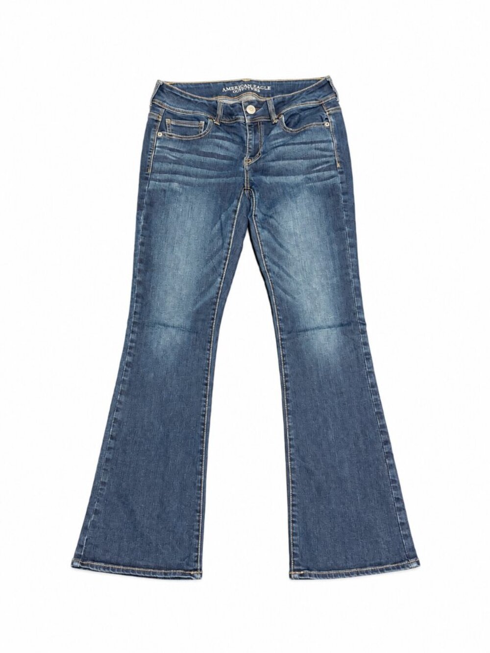American Eagle Kick Boot Jeans Womens 8 Regular Dark Wash Stretch Bootcut Y2K